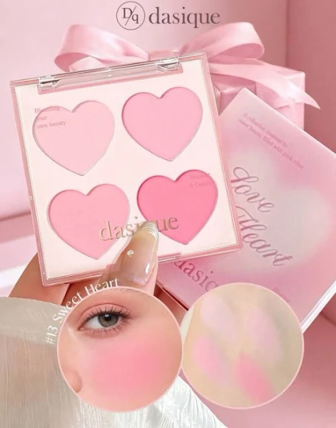 Dasique Dasique #13 Sweet Heart 4-Color Matte Blush Palette Makeup Powder Pink High Pigment Long-Lasting Natural Glow Lightweight Breathable