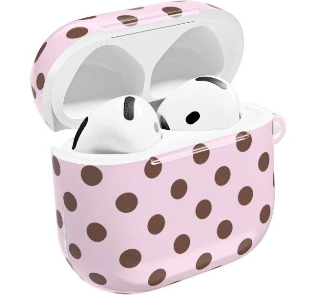 PINK & BROWN POLKA DOT AIRPOD CASE