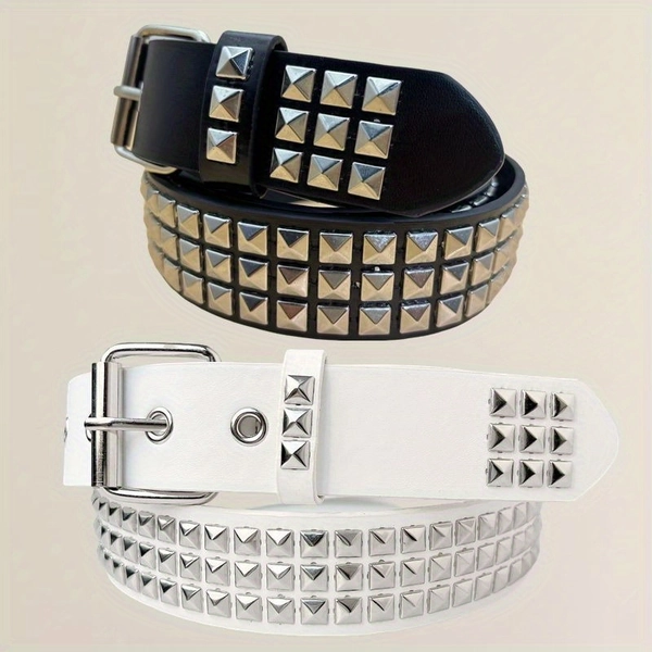 New Punk Pyramid Cybery2k Subculture Goth Square Bead Rivet Belt Belt