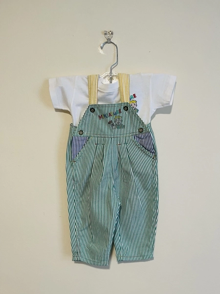 Vintage French Baby 2pc Set 6M Miniature Maugin Overalls Outfit 1980’s