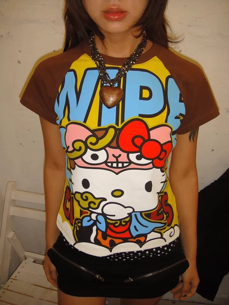 New Sanrio Hello Kitty Anime Fashion Short Tops Y2k Summer Cute Tees Cartoon Printed High Street Gothic Short Sleeve T-shirts - AliExpress 