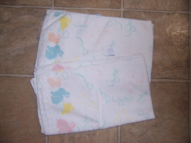 Vintage Baby Receiving Blankets riegal  Bunny Floral 1980's Set of 2 1980's