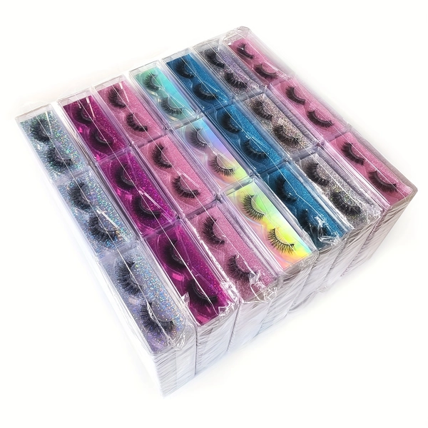 50 Pairs Ellazzle Luxurious Faux Mink False Eyelashes - Natural Look, Curly Thick, Cat Eye, Fluffy, C Curl, Mixed Styles, Reusable, Easy to Apply, Long-Lasting, Comfortable Wear, Eyelash Extensions, Makeup Accessories, Cat Eye Lashes, Reusable Lashes, Makeup Lovers