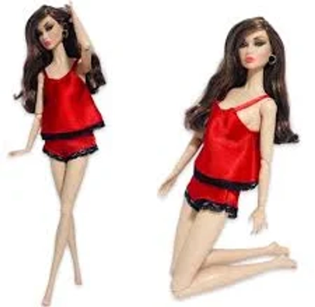 Red silky pajamas for Barbie Dolls