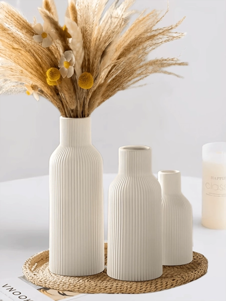 White Vase, Minimalist Modern Home Decor, Dining Table Grass Vase, Bookshelf, Bookshelf, Porch And Centerpiece, Wooden Style, Bohemian Style Flower Vase/Pot Minimalist Decorative Accessories, Modern Home Decor For Living Rooms And Bedrooms, Central Decoration, Mother's Day Gifts, Graduation Gifts, Wedding Decorations