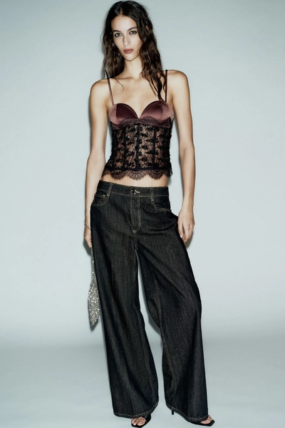 TOP CORSETERO ENCAJE LENTEJUELAS