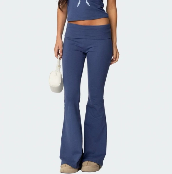 Edikted Women's Aiyana Fold Over Flared Leggings
