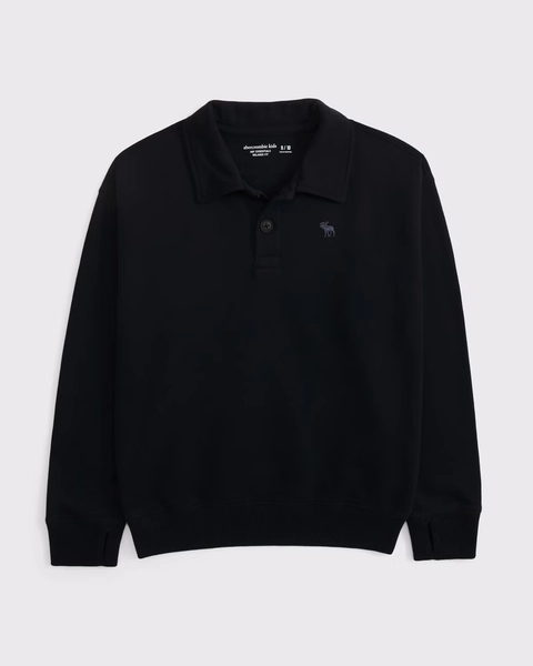 essential icon henley collared sweatshirt