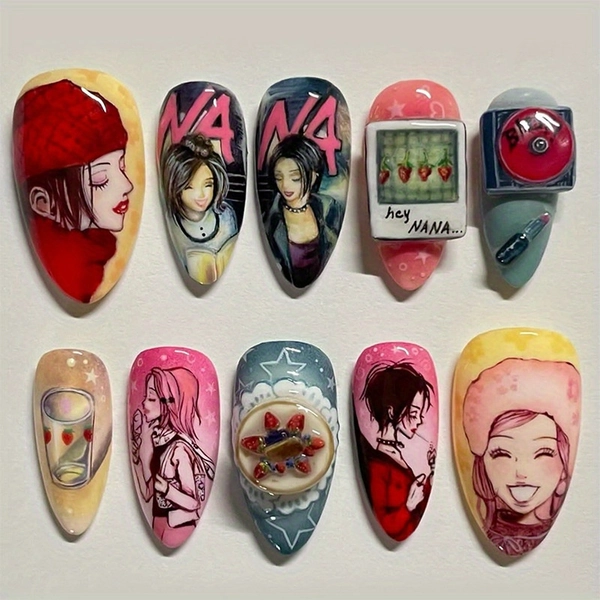 30 Wearable Nail Pads Anime Elements Nail Pads Press on nails Fake Nails, Nails Press On Handmade, Gel Nail Stickers, False Nails for Women Short, Handmade Nails Press On, Homemade Press On Nails, Nail Art Stickers, Fruit Nail Art, Cartoon Nail Design, Durable Press Ons, Reusable Nail Pads, Short Press On Nails, Beauty Enthusiasts, Anime Lovers