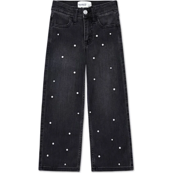 Abercrombie Kids Girls' High-Rise Wide-Leg Embellished Jeans