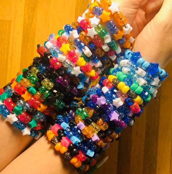 STAR GLITTER Kandi Bracelets for EDC Festival Candy Pony Bead Rave Friendship Bracelet Perler Heart Plur Gift Trade Collect kawaii