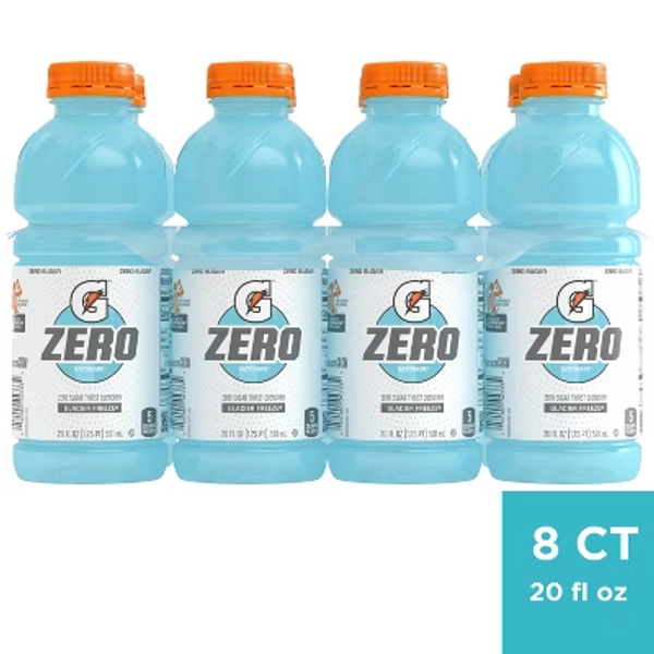Gatorade G Zero Glacier Freeze Sports Drink - 8pk/20 fl oz Bottle: Non-Caffeinated, Low Calorie