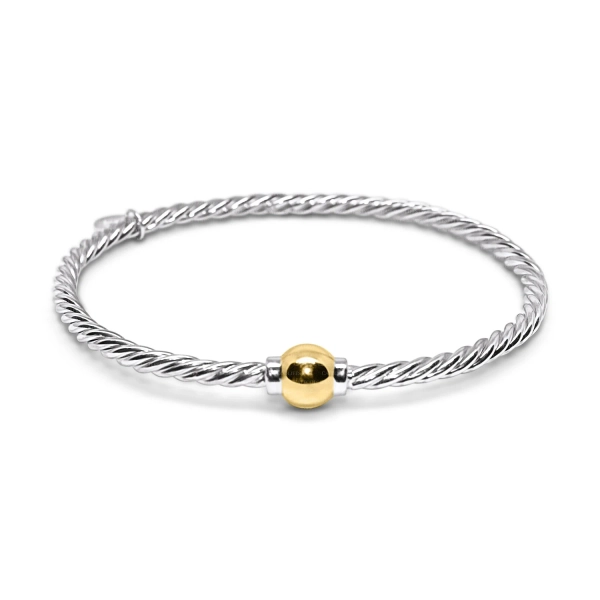 Cape Cod Twist (BRAIDED) bracelet made in Sterling Silver with a 14k Yellow Gold Ball