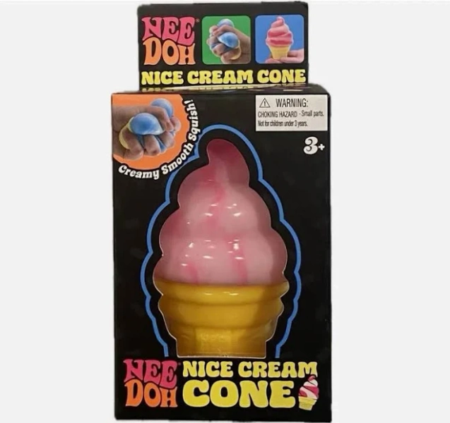 Pink - Needoh Nice Cream Cone Ice Cream Swirl Squishy Toy Nee Doh