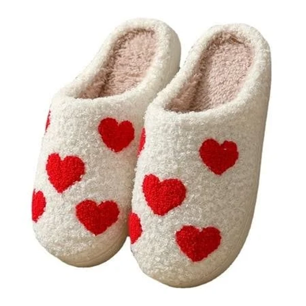 Women's Soft Plush Rose Heart Slippers