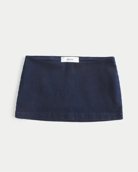 Ultra Low-Rise Pull-On Denim Mini Skort