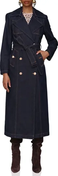 Belted Utility Denim Trench Coat