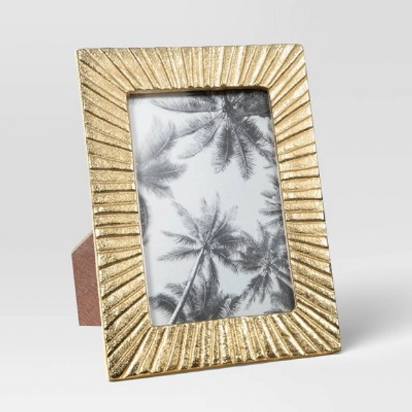 4"x6" Cast Aluminum Texture Metal Table Frame Brass - Threshold™: Easel Back, Modern Decor