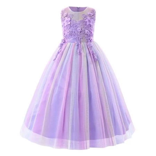 Ibtom Castle Little Big Girls Flower Tulle Maxi Gown