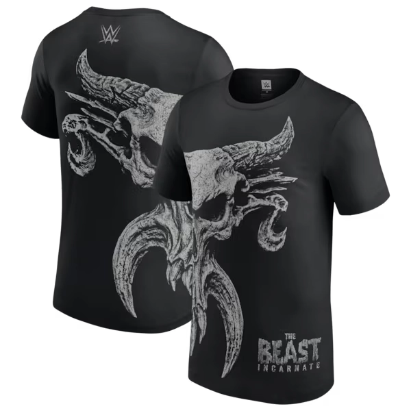 Men's Black Brock Lesnar All Over Skull T-Shirt