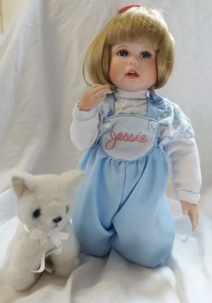 Vintage Jessie Doll and Cat from The Hamilton Collection   14" Tall.