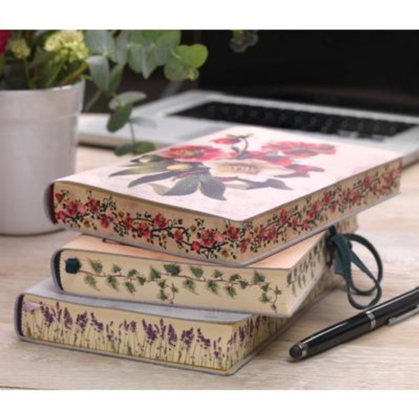 Bel Fiore Floral Soft Italian Leather Journal, Notebook: Handmade in Italy