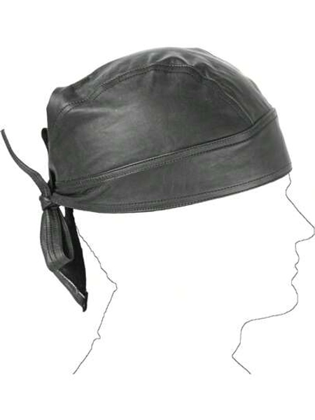 Leather Skull Caps In Black Sweat Wraps Bandana Style In Real Leather