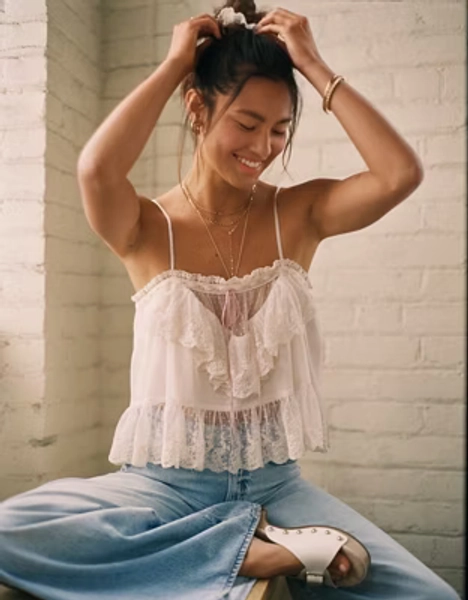 AE Mesh Ruffle Cami