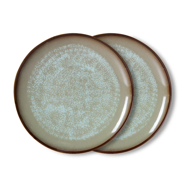 70's Ceramics Dinner Plate Contrast, Set of 2