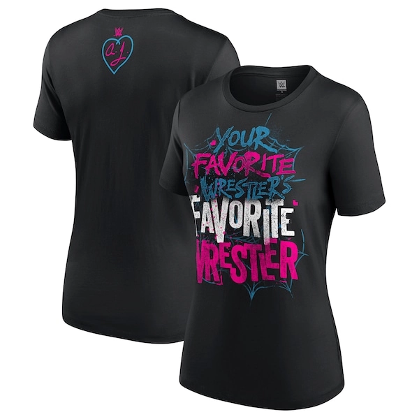 WWE AJ Lee Your Favourite Wrestlers Favourite Wrestler T-Shirt - Black - Womens