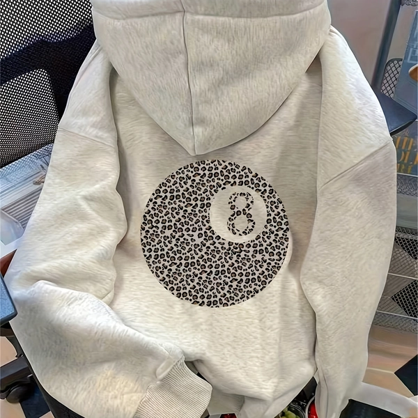 Girls' Leopard Print Hooded Sweatshirt - & Animal Print, Loose Fit Casual Pullover with Drawstring Hood, Long Sleeve Machine-Washable Jacket for Toddlers & Kids, Cozy Fall/Winter Layering Piece for School, Playdates & Family Outings