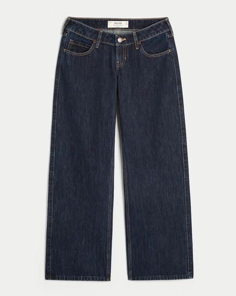 Ultra Low-Rise Dark Wash Baggy Jeans