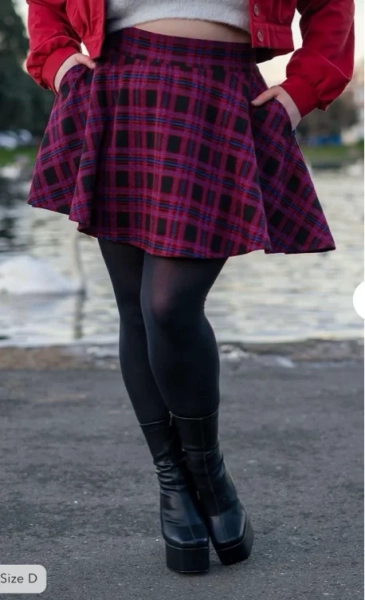 Plaid Mini-Flare Skirt - Ember