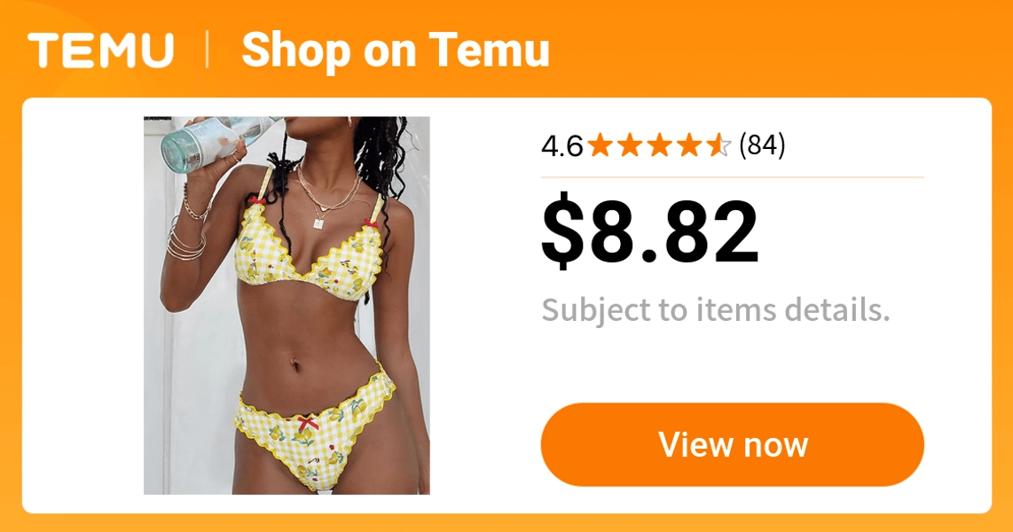 womens two piece swimsuit red bow detail   print high - Temu