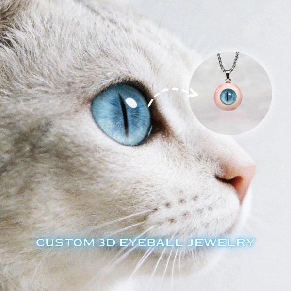 Custom Pet Eyeball Jewelry – Personalized Resin Eye Pendant, Unique Cat Keepsake, Gift for Dog Lovers
