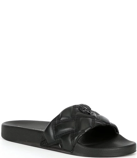 Kurt Geiger London Women's Meena Quilted Drenched Logo Ornament Pool Slide Sandals