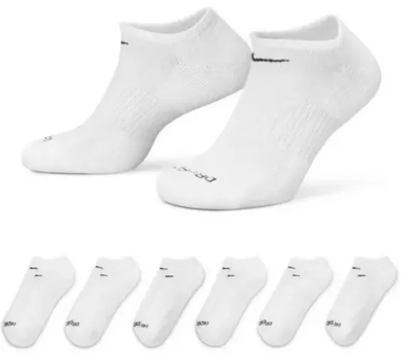 Nike Everyday Plus Training Medium Cushion 6 Pack No Show Socks Black Large