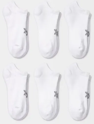 Xersion Essential Performance Womens 6 Pair No Show Socks, 4-10, White