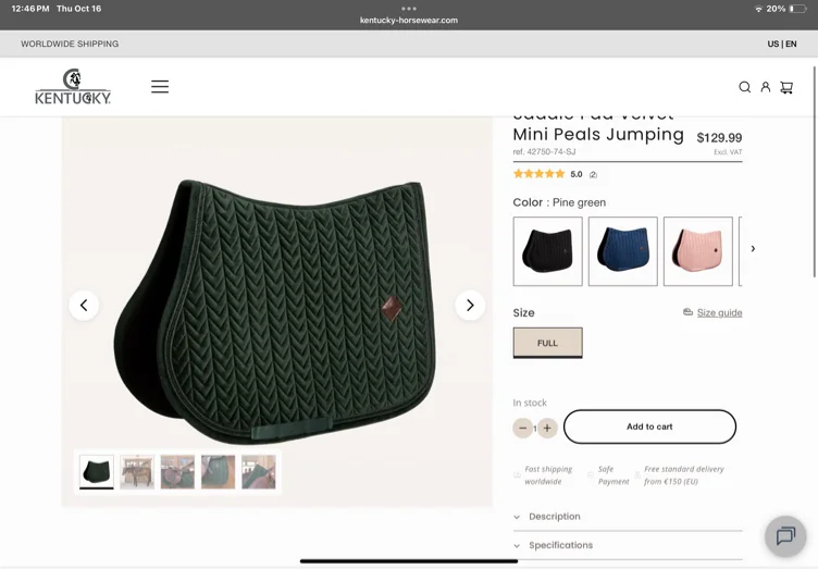 Saddle Pad Velvet Mini Peals Jumping