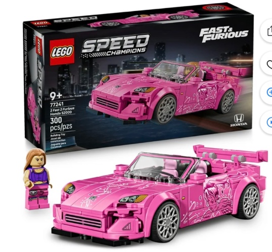 LEGO Speed Champions 2 Fast 2 Furious Honda S2000 Car Toy for Kids, Boys, and Girls, Ages 9+ - Gift for Birthdays for Race Car and Movie Fans - Includes Suki Minifigure - 77241