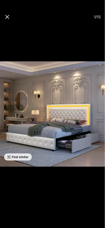 GEGOFORU Modern LED Storage Bed Frame with 4 Drawers, Adjustable - TikTok Shop