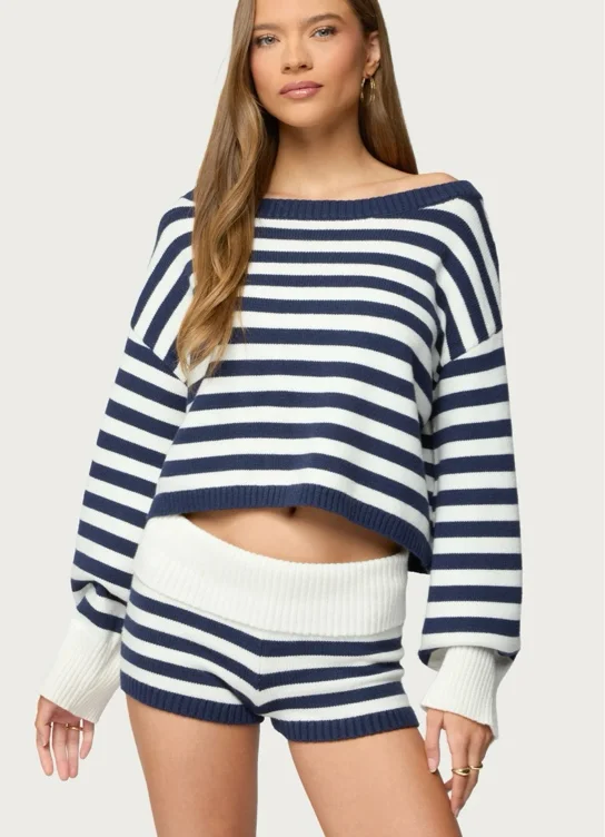 Saphi Striped Oversized Knit Sweater