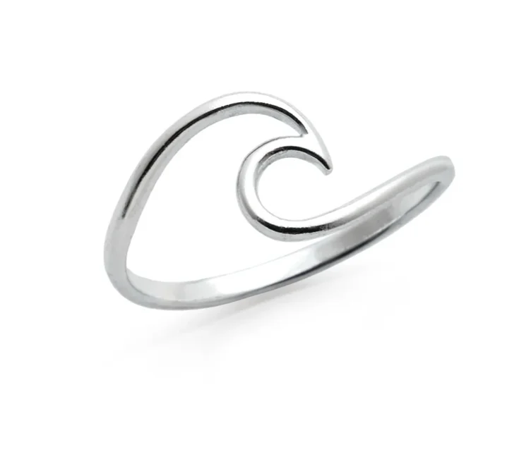Sterling Silver Open Wave Plain Band