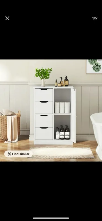 Walsunny Bathroom Floor Storage Cabinet, Wooden Storage Organizer - TikTok Shop