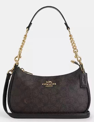 Coach Outlet Teri Shoulder Bag In Signature Canvas - Brown, Size: Medium