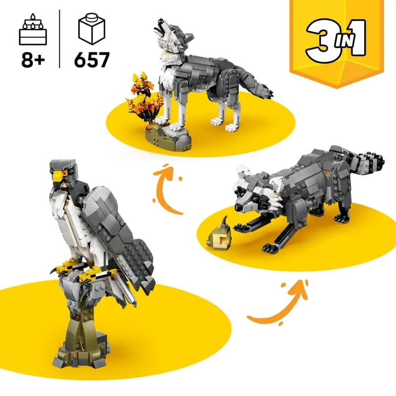 LEGO 3 in 1 Wolf, Hawk, Raccoon