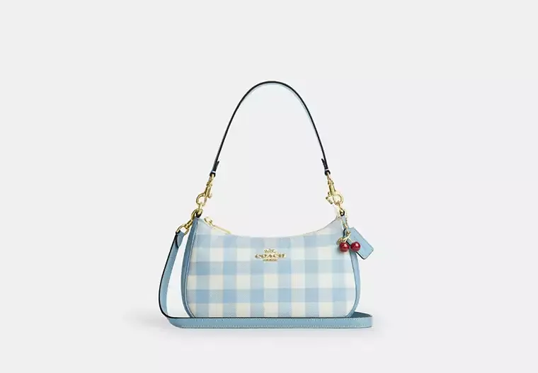 Teri Shoulder Bag With Gingham Print And Charm