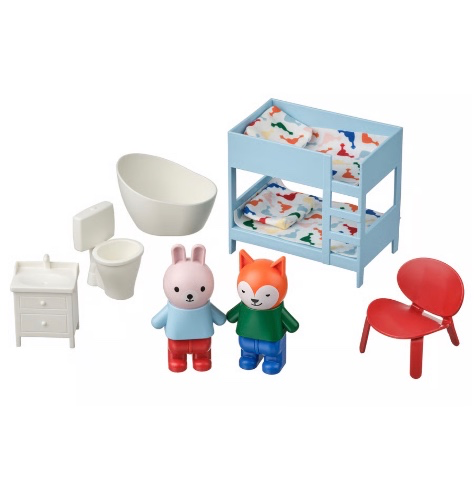 HUSET Dollhouse furniture and figures - bedroom/bathroom multicolor