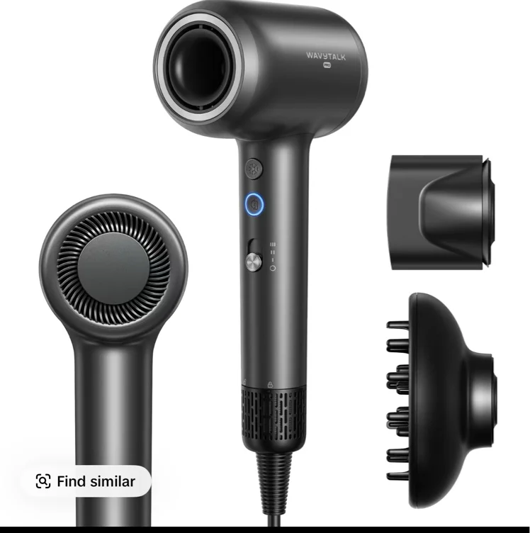 Wavytalk Turblow Pro Fast Drying Hair Dryer - 110,000 RPM Brushless Motor | High Speed Fast Drying, Frizz Control & Smoothing, 3 Speeds & 3 Temps, Negative lons for Against Heat Damage