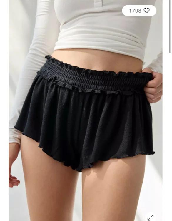 Out From Under Stay At Home Smocked Ruffle Knit Shorts